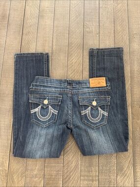 True Religion Dark Blue Jeans with Embroidered Back Pockets